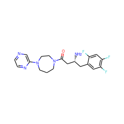 N[C@@H](CC(=O)N1CCCN(c2cnccn2)CC1)Cc1cc(F)c(F)cc1F ZINC000040935194