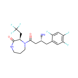 N[C@@H](CC(=O)N1CCCNC(=O)[C@H]1CC(F)(F)F)Cc1cc(F)c(F)cc1F ZINC000014953112