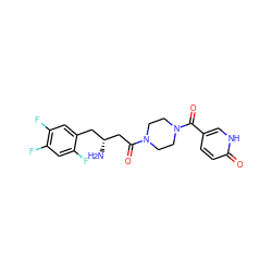 N[C@@H](CC(=O)N1CCN(C(=O)c2ccc(=O)[nH]c2)CC1)Cc1cc(F)c(F)cc1F ZINC000084672502