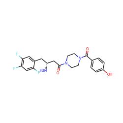 N[C@@H](CC(=O)N1CCN(C(=O)c2ccc(O)cc2)CC1)Cc1cc(F)c(F)cc1F ZINC000084690997