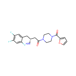 N[C@@H](CC(=O)N1CCN(C(=O)c2ccco2)CC1)Cc1cc(F)c(F)cc1F ZINC000084671970