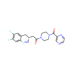 N[C@@H](CC(=O)N1CCN(C(=O)c2cnccn2)CC1)Cc1cc(F)c(F)cc1F ZINC000084672501