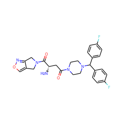 N[C@@H](CC(=O)N1CCN(C(c2ccc(F)cc2)c2ccc(F)cc2)CC1)C(=O)N1Cc2conc2C1 ZINC000653847540