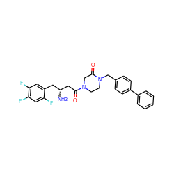 N[C@@H](CC(=O)N1CCN(Cc2ccc(-c3ccccc3)cc2)C(=O)C1)Cc1cc(F)c(F)cc1F ZINC000071341643