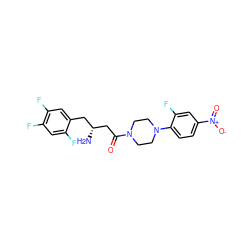 N[C@@H](CC(=O)N1CCN(c2ccc([N+](=O)[O-])cc2F)CC1)Cc1cc(F)c(F)cc1F ZINC000084688153