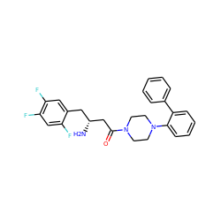 N[C@@H](CC(=O)N1CCN(c2ccccc2-c2ccccc2)CC1)Cc1cc(F)c(F)cc1F ZINC000084687222