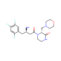 N[C@@H](CC(=O)N1CCNC(=O)[C@H]1CN1CCOCC1)Cc1cc(F)c(F)cc1F ZINC000071340549