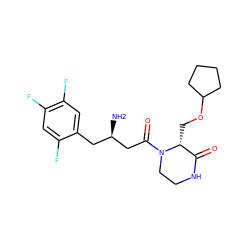 N[C@@H](CC(=O)N1CCNC(=O)[C@H]1COC1CCCC1)Cc1cc(F)c(F)cc1F ZINC000071340541