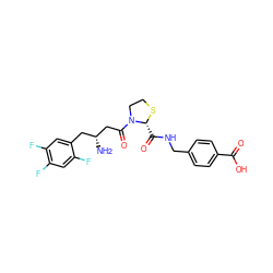 N[C@@H](CC(=O)N1CCS[C@@H]1C(=O)NCc1ccc(C(=O)O)cc1)Cc1cc(F)c(F)cc1F ZINC000066080446