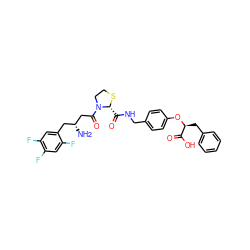 N[C@@H](CC(=O)N1CCS[C@@H]1C(=O)NCc1ccc(O[C@@H](Cc2ccccc2)C(=O)O)cc1)Cc1cc(F)c(F)cc1F ZINC000066112898