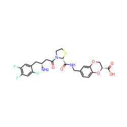 N[C@@H](CC(=O)N1CCS[C@@H]1C(=O)NCc1ccc2c(c1)OC[C@H](C(=O)O)O2)Cc1cc(F)c(F)cc1F ZINC000066111961