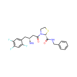 N[C@@H](CC(=O)N1CCS[C@@H]1C(=O)NCc1ccccc1)Cc1cc(F)c(F)cc1F ZINC000066066644