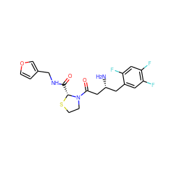 N[C@@H](CC(=O)N1CCS[C@@H]1C(=O)NCc1ccoc1)Cc1cc(F)c(F)cc1F ZINC000066066300