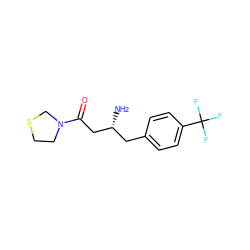 N[C@@H](CC(=O)N1CCSC1)Cc1ccc(C(F)(F)F)cc1 ZINC000028388106