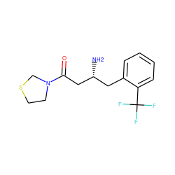 N[C@@H](CC(=O)N1CCSC1)Cc1ccccc1C(F)(F)F ZINC000028376669