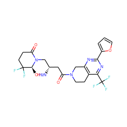 N[C@@H](CC(=O)N1CCc2c(nc(-c3ccco3)nc2C(F)(F)F)C1)CN1C(=O)CCC(F)(F)[C@@H]1O ZINC000043206646