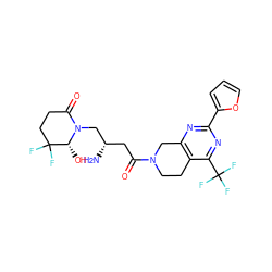 N[C@@H](CC(=O)N1CCc2c(nc(-c3ccco3)nc2C(F)(F)F)C1)CN1C(=O)CCC(F)(F)[C@H]1O ZINC000096167450