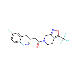 N[C@@H](CC(=O)N1CCc2c(noc2C(F)(F)F)C1)Cc1cc(F)ccc1F ZINC000014948985