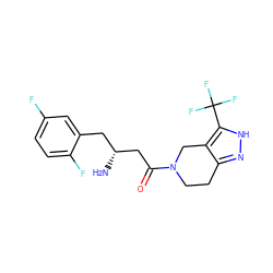 N[C@@H](CC(=O)N1CCc2n[nH]c(C(F)(F)F)c2C1)Cc1cc(F)ccc1F ZINC000014948929