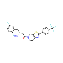 N[C@@H](CC(=O)N1CCc2nc(-c3ccc(C(F)(F)F)cc3)sc2C1)Cc1cc(F)ccc1F ZINC000014949000