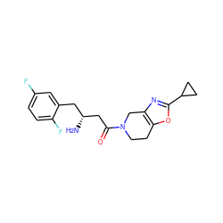 N[C@@H](CC(=O)N1CCc2oc(C3CC3)nc2C1)Cc1cc(F)ccc1F ZINC000014949028