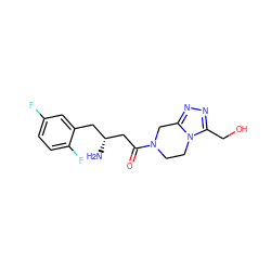 N[C@@H](CC(=O)N1CCn2c(CO)nnc2C1)Cc1cc(F)ccc1F ZINC000028820850