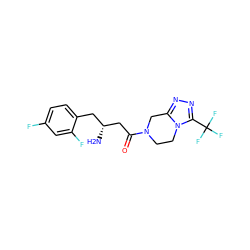 N[C@@H](CC(=O)N1CCn2c(nnc2C(F)(F)F)C1)Cc1ccc(F)cc1F ZINC000028820698