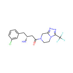 N[C@@H](CC(=O)N1CCn2c(nnc2C(F)(F)F)C1)Cc1cccc(Cl)c1 ZINC000028820801