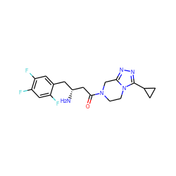 N[C@@H](CC(=O)N1CCn2c(nnc2C2CC2)C1)Cc1cc(F)c(F)cc1F ZINC000028820855