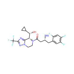 N[C@@H](CC(=O)N1CCn2nc(C(F)(F)F)nc2[C@@H]1[C@@H](O)C1CC1)Cc1cc(F)c(F)cc1F ZINC000028959009