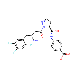 N[C@@H](CC(=O)N1N=CC[C@H]1C(=O)Nc1ccc(C(=O)O)cc1)Cc1cc(F)c(F)cc1F ZINC000045496484