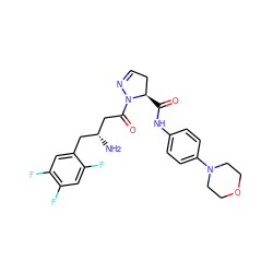 N[C@@H](CC(=O)N1N=CC[C@H]1C(=O)Nc1ccc(N2CCOCC2)cc1)Cc1cc(F)c(F)cc1F ZINC000040894658