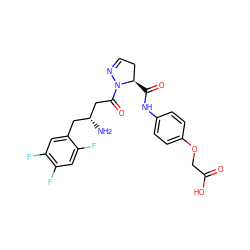 N[C@@H](CC(=O)N1N=CC[C@H]1C(=O)Nc1ccc(OCC(=O)O)cc1)Cc1cc(F)c(F)cc1F ZINC000045497398