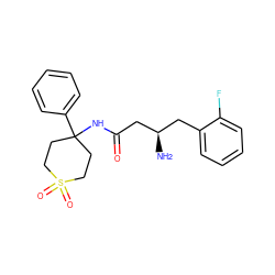 N[C@@H](CC(=O)NC1(c2ccccc2)CCS(=O)(=O)CC1)Cc1ccccc1F ZINC000040893297