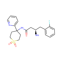 N[C@@H](CC(=O)NC1(c2ccccn2)CCS(=O)(=O)CC1)Cc1ccccc1F ZINC000040892793