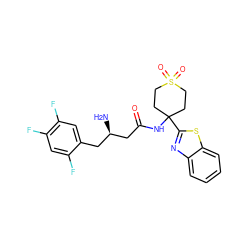 N[C@@H](CC(=O)NC1(c2nc3ccccc3s2)CCS(=O)(=O)CC1)Cc1cc(F)c(F)cc1F ZINC000040891573