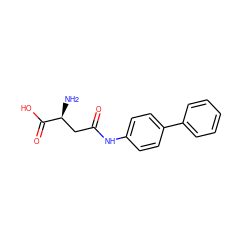 N[C@@H](CC(=O)Nc1ccc(-c2ccccc2)cc1)C(=O)O ZINC000028528693