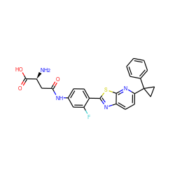 N[C@@H](CC(=O)Nc1ccc(-c2nc3ccc(C4(c5ccccc5)CC4)nc3s2)c(F)c1)C(=O)O ZINC000082156932