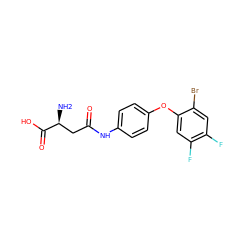 N[C@@H](CC(=O)Nc1ccc(Oc2cc(F)c(F)cc2Br)cc1)C(=O)O ZINC000013831242