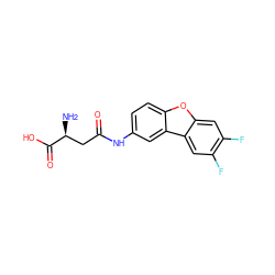 N[C@@H](CC(=O)Nc1ccc2oc3cc(F)c(F)cc3c2c1)C(=O)O ZINC000028528720