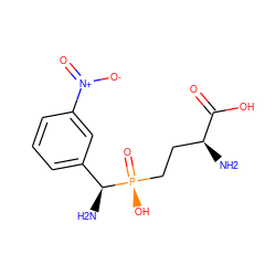 N[C@@H](CC[P@](=O)(O)[C@@H](N)c1cccc([N+](=O)[O-])c1)C(=O)O ZINC000113682797