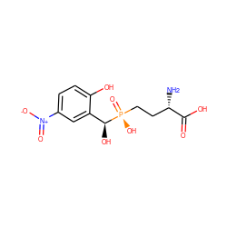 N[C@@H](CC[P@](=O)(O)[C@@H](O)c1cc([N+](=O)[O-])ccc1O)C(=O)O ZINC000148616898