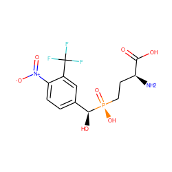 N[C@@H](CC[P@](=O)(O)[C@@H](O)c1ccc([N+](=O)[O-])c(C(F)(F)F)c1)C(=O)O ZINC000148674165