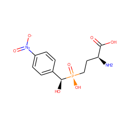 N[C@@H](CC[P@](=O)(O)[C@@H](O)c1ccc([N+](=O)[O-])cc1)C(=O)O ZINC000149655250