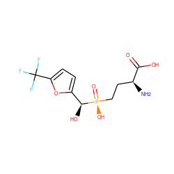 N[C@@H](CC[P@](=O)(O)[C@@H](O)c1ccc(C(F)(F)F)o1)C(=O)O ZINC000148803385