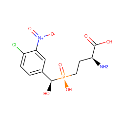 N[C@@H](CC[P@](=O)(O)[C@@H](O)c1ccc(Cl)c([N+](=O)[O-])c1)C(=O)O ZINC000147827265