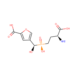N[C@@H](CC[P@](=O)(O)[C@@H](O)c1coc(C(=O)O)c1)C(=O)O ZINC001772616612
