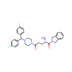 N[C@@H](CCC(=O)N1CCN(C(c2ccc(F)cc2)c2ccc(F)cc2)CC1)C(=O)N1Cc2ccccc2C1 ZINC000072105260