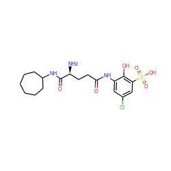 N[C@@H](CCC(=O)Nc1cc(Cl)cc(S(=O)(=O)O)c1O)C(=O)NC1CCCCCC1 ZINC000199079064