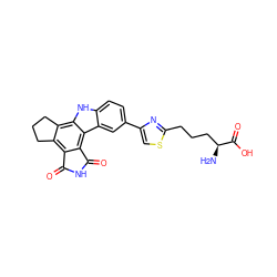 N[C@@H](CCCc1nc(-c2ccc3[nH]c4c5c(c6c(c4c3c2)C(=O)NC6=O)CCC5)cs1)C(=O)O ZINC000028897257